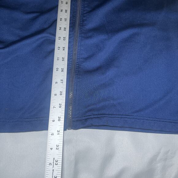 VTG 90s Y2K ADIDAS Short Sleeve Full Zip Blue Men's Size XL Back Logo Stripes - Picture 10 of 11